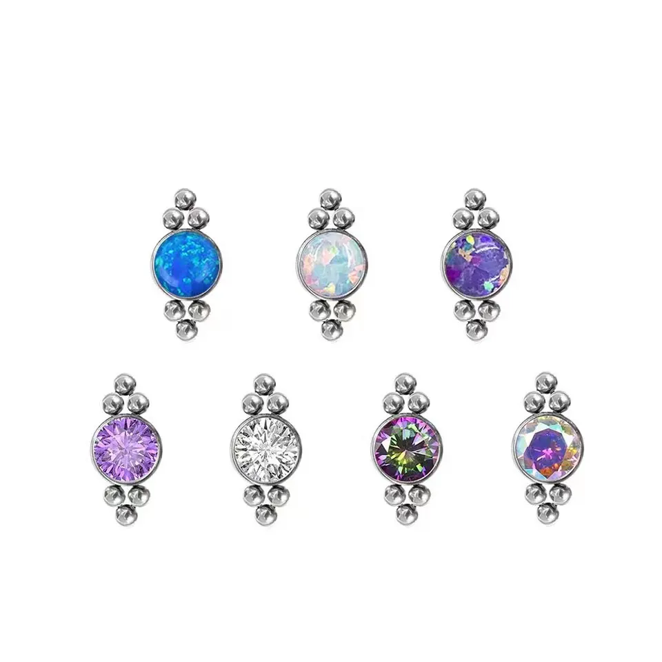 2022 New Multicolor Earrings G23 Titanium 16G Internal Thread Conch Tragus Helix Screw Back Stud Earrings