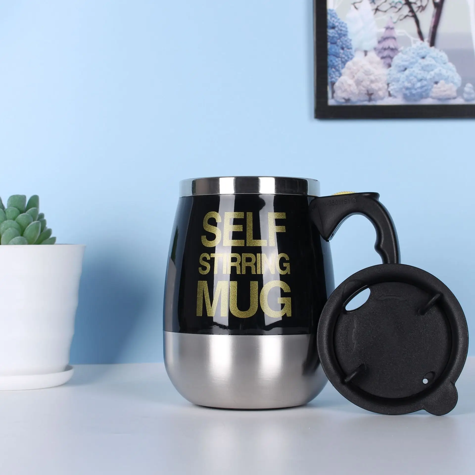 Rechargeable Self Stirring Mug Magnetic Electric Auto Mixing Stainless Steel Cup for Office/Kitchen/Travel/Home Coffee/Tea