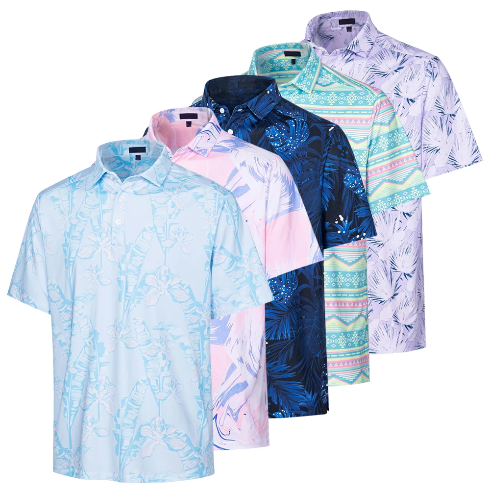 Wholesale 88% Polyester 12% Spandex Short Sleeve Golf Polo Shirt Clothing Custom Sublimated Print Quick Drying Mens Golf Polo