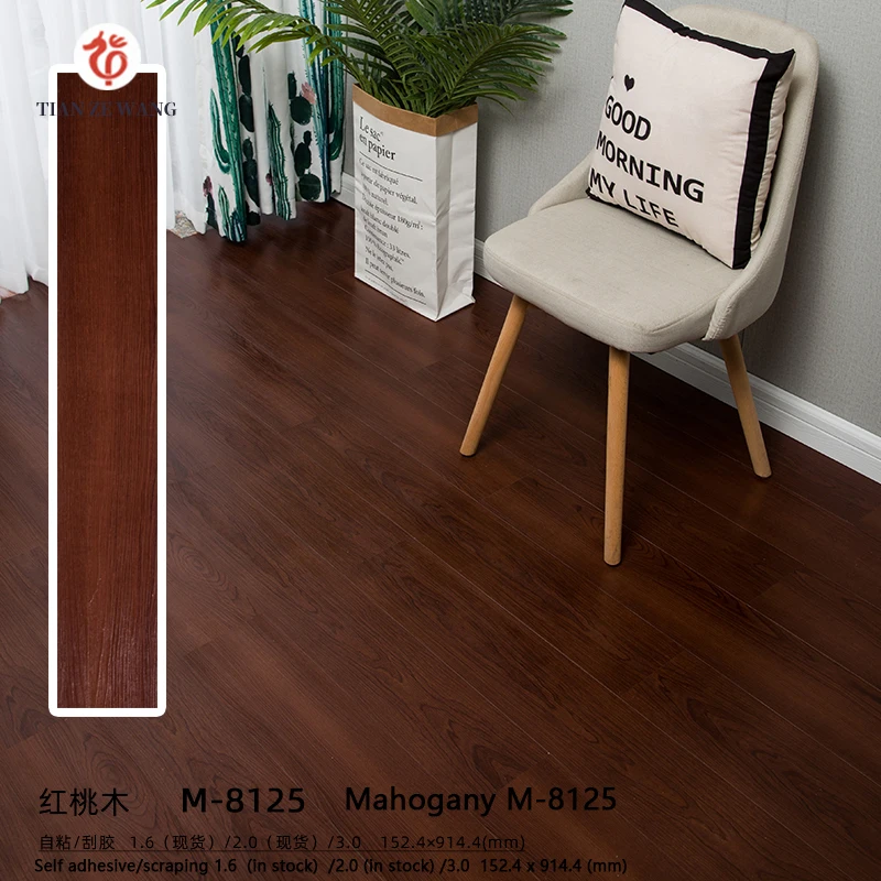 China Wholesale PVC 1.6mm-2mm Thickness Self-adhesive LVT Vinyl Flooring Tiles Wood Grain Stickers