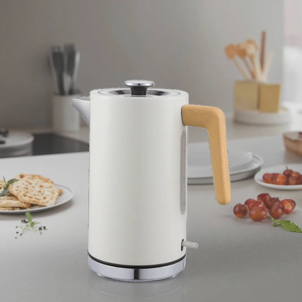 China Manufacturer Cordless Electric Kettle with Wood Detail Pop-Up Toaster for Household