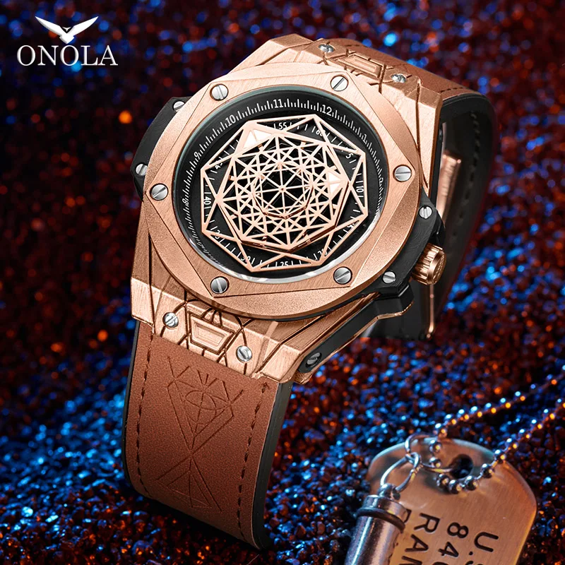 3810 Роскошные Мужские кварцевые часы ONOLA новые модные ODM оптовая продажа с пользовательским логотипом водонепроницаемые механические роскошные