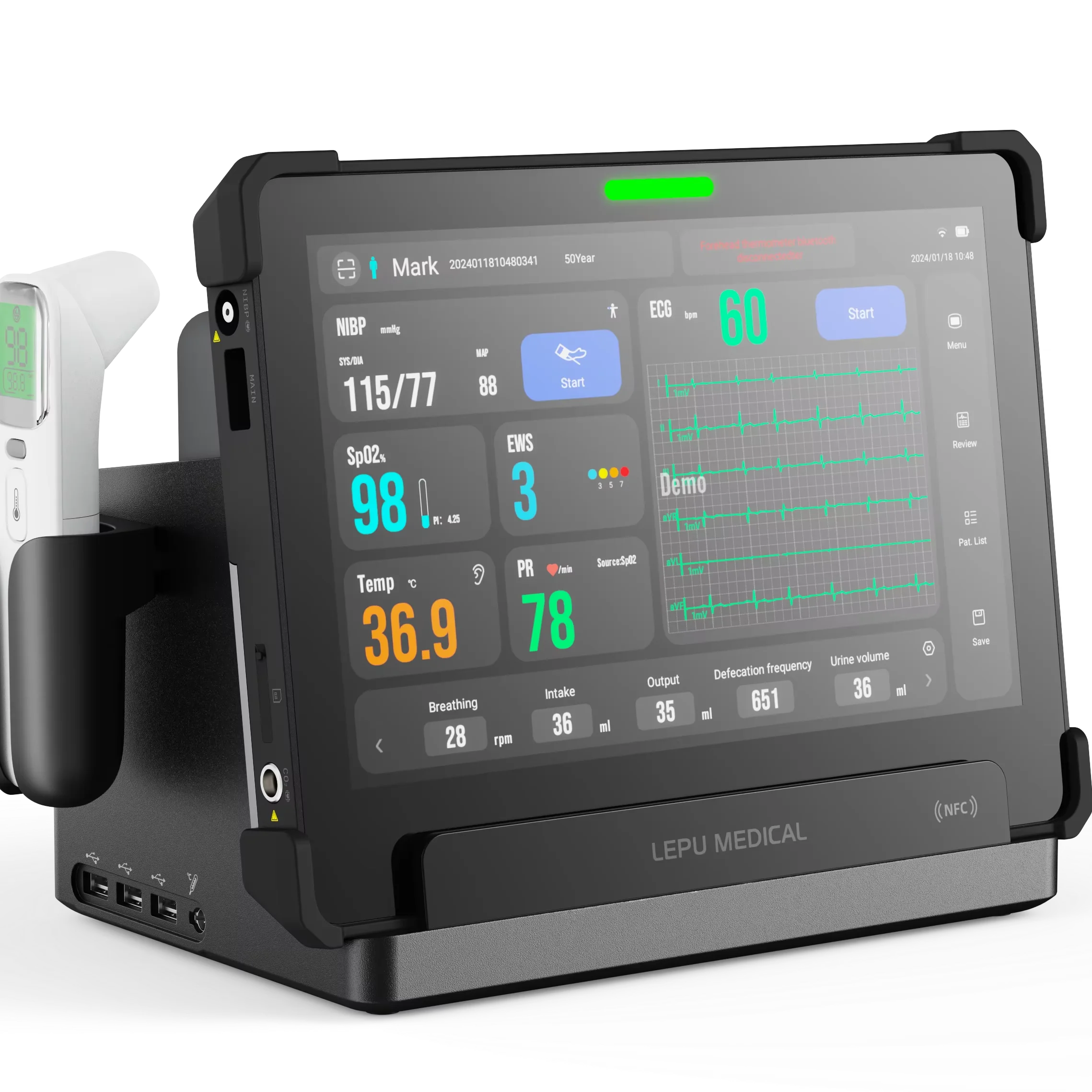 AI Analysis Portable Tablet Vital Signs Monitor for Outpatient, Triage Desk, Emergency and Ward Rounds