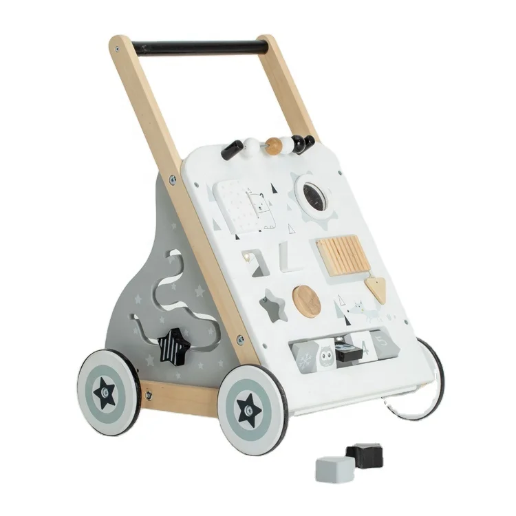 3 in 1 Multifunctional Toddler Walker Toys Educational Wood Kids Walker Push Toy Wooden Activity Baby Walker
