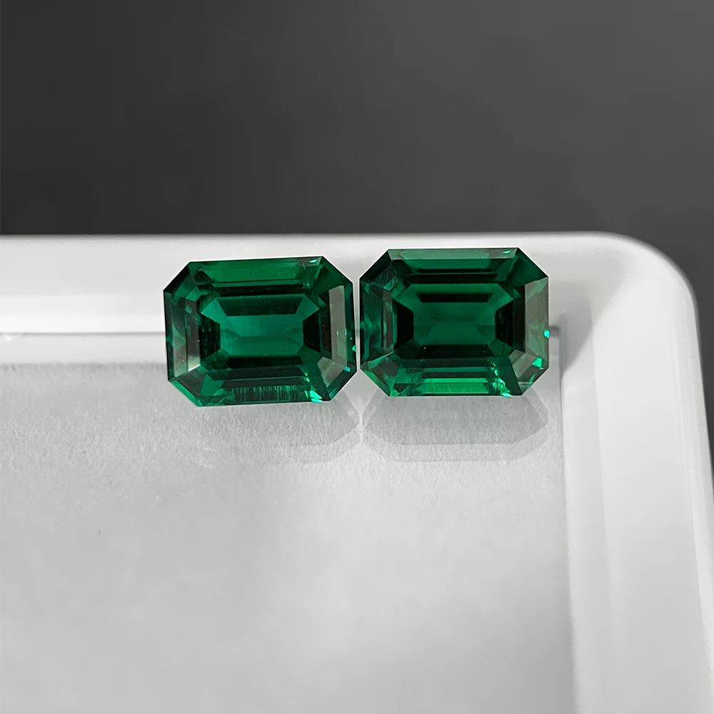 Lab Grown Emerald Zambian Emerald Cut Loose Gemstone Hydrothermal Synthetic Lab Grown Emerald
