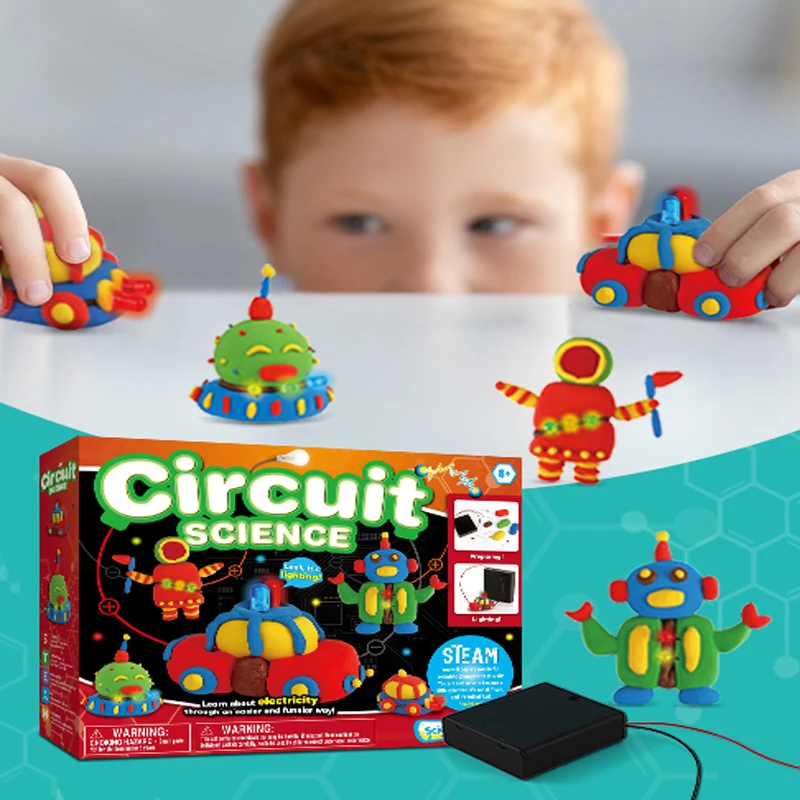 2023 kid eco friendly safety make your own circuit science clay toy educational toys for kids electronics