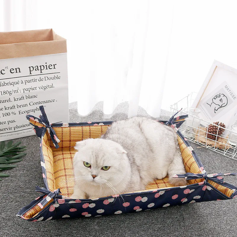 Four Seasons Universal Pet Litter Teddy Pomeranian Rest Mat Small Medium Dog Bed Oxford Cloth Rattan Mat