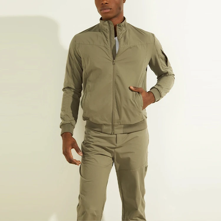 wholesale men sweatsuit nylon jogger tracksuit custom logo fitness windbreaker sportswear private label suits set training wear