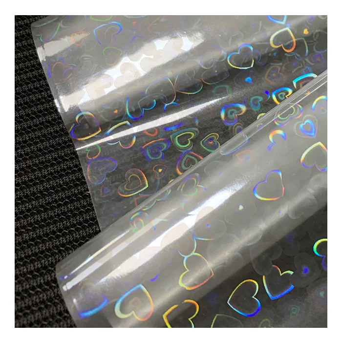 BOPP  Laser Material PET Transparent Heart Pattern Holographic Hot Thermal lamination Film