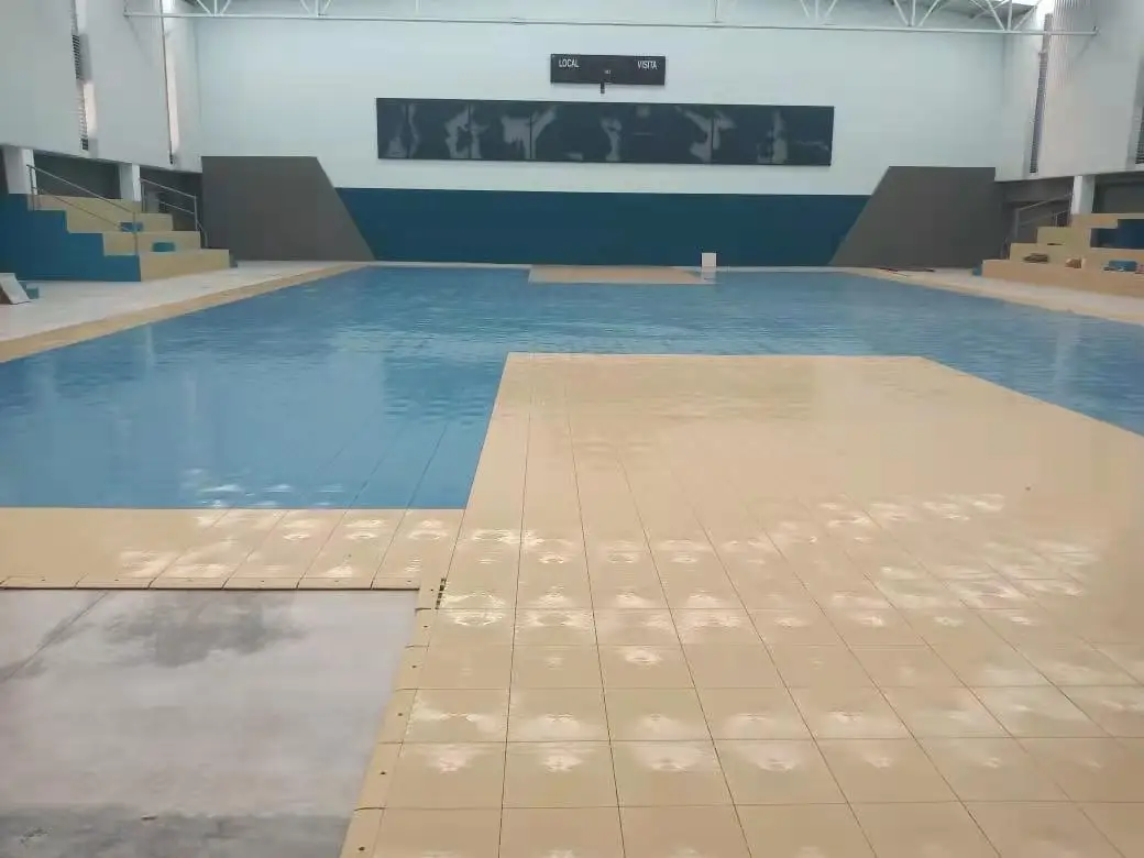 ZSFloor indoor tiles basketball court wood flooring with 6 years warranty and painting lines services