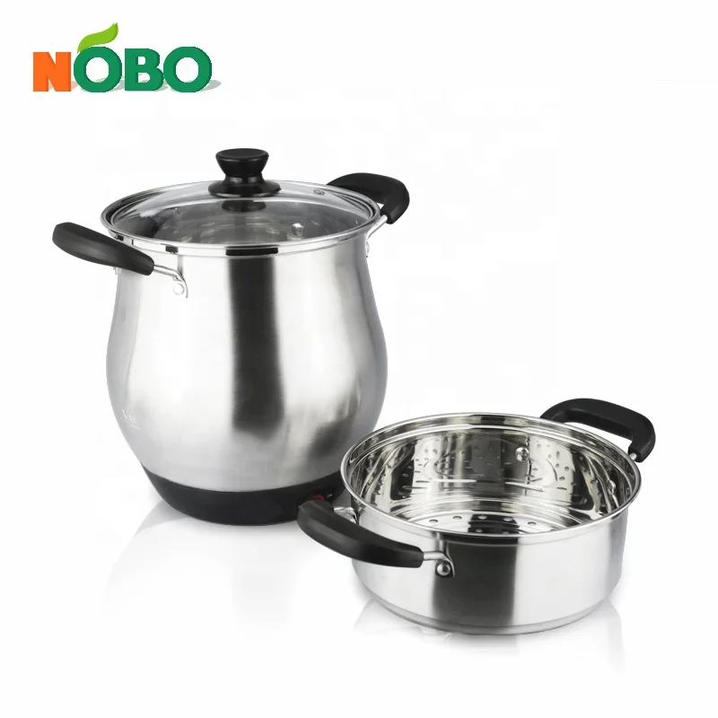Portable multi-functional double layer electric steamer stainless steel rice cooker with glass lids