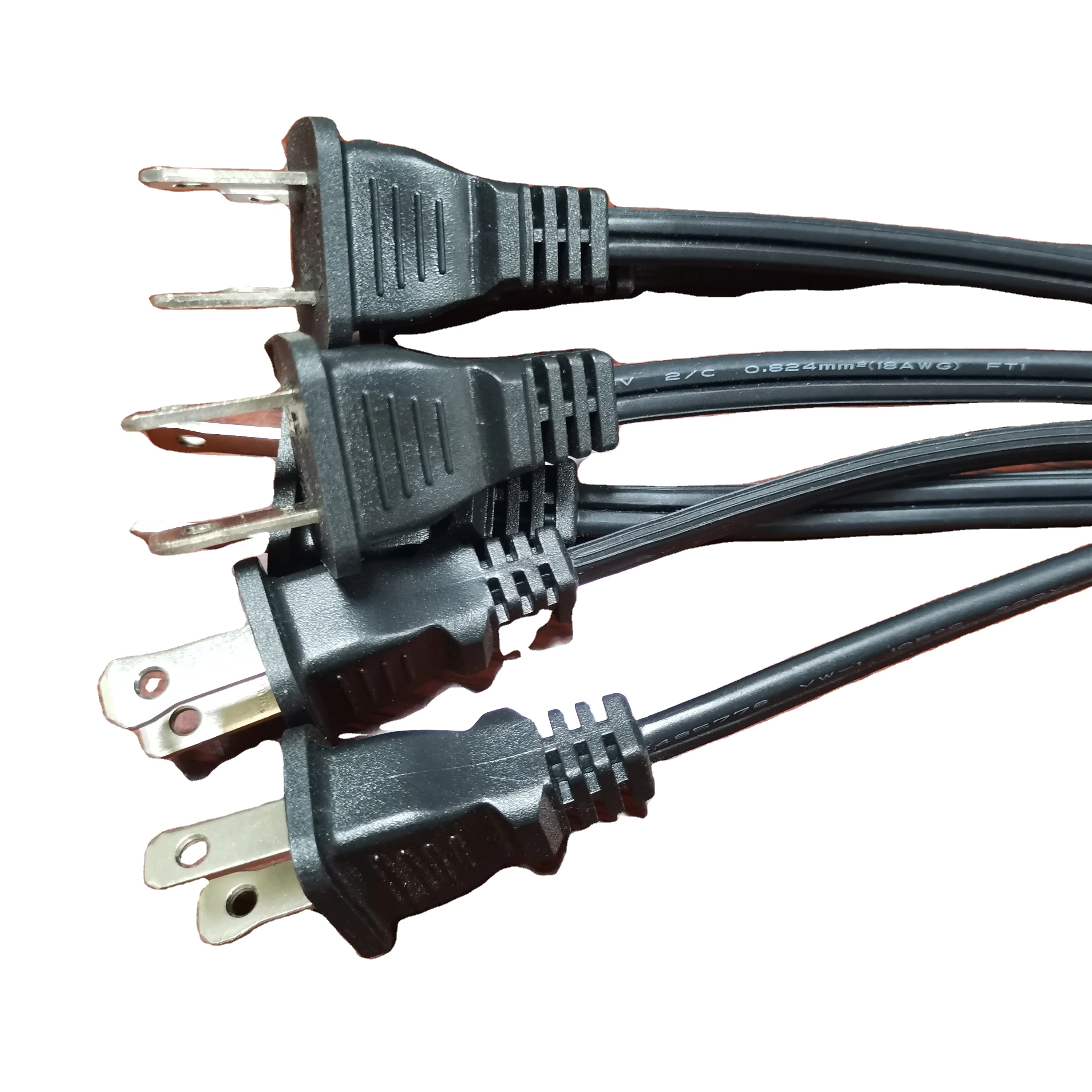 High Quality AC Power Cord 2 prong pin plug 125V power supply USA ETL standard approval electric cable home appliance