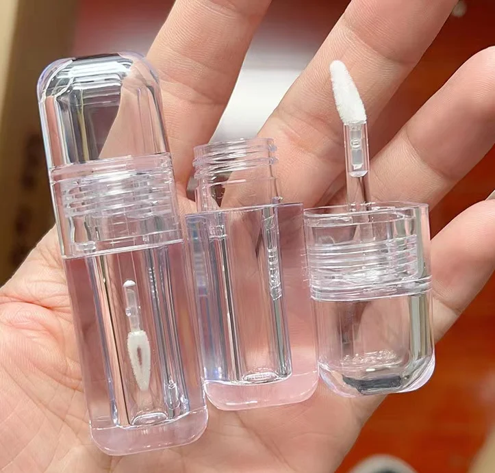 2.5ml 4ml 5ml 6ml Hot selling transparent petg lip gloss tube luxury round square hexagon clear lip gloss containers tubes