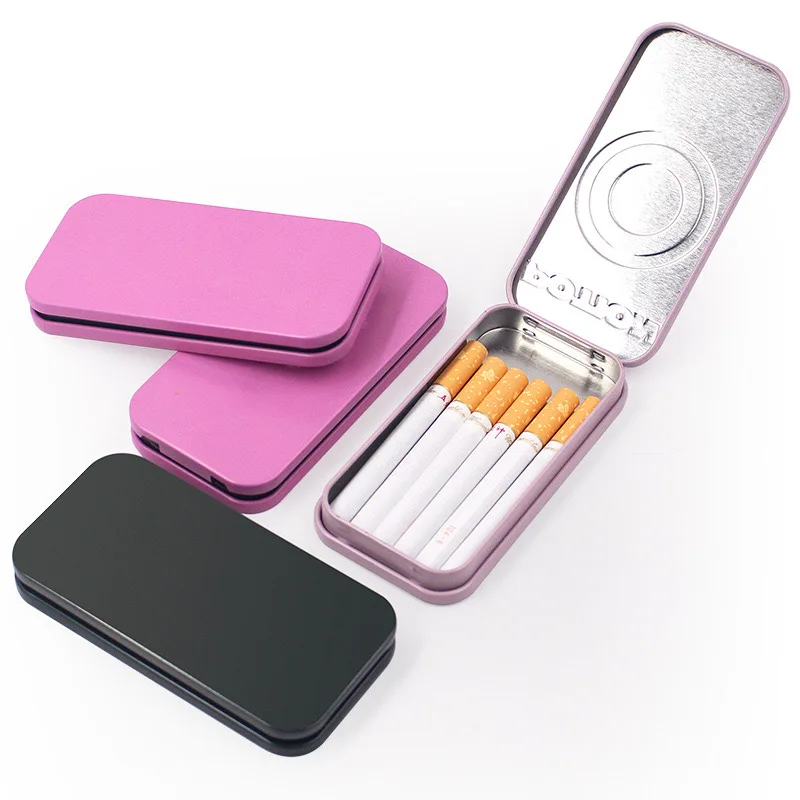 Factory Made Custom Thin Box Rectangle Storage Hinge Can Tobacco Tin