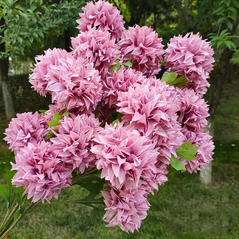Factory feeling style hand feel flower wedding prop furniture decoration silk flower artificial flower 3 headed chrysanthemum