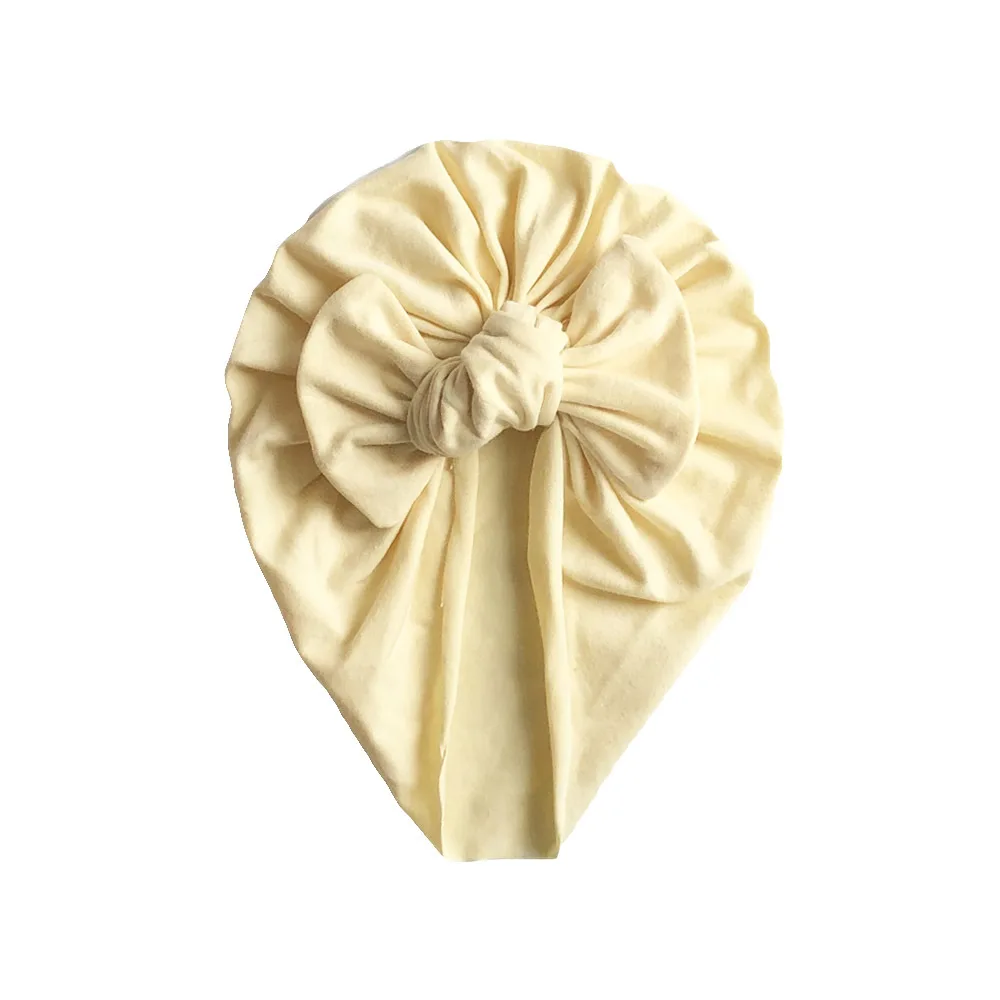 Cute Bows Baby Girls Hat Solid Cotton Hat Beanie Turban Infant Toddler Kids Hat Bonnet Newborn Photography Props
