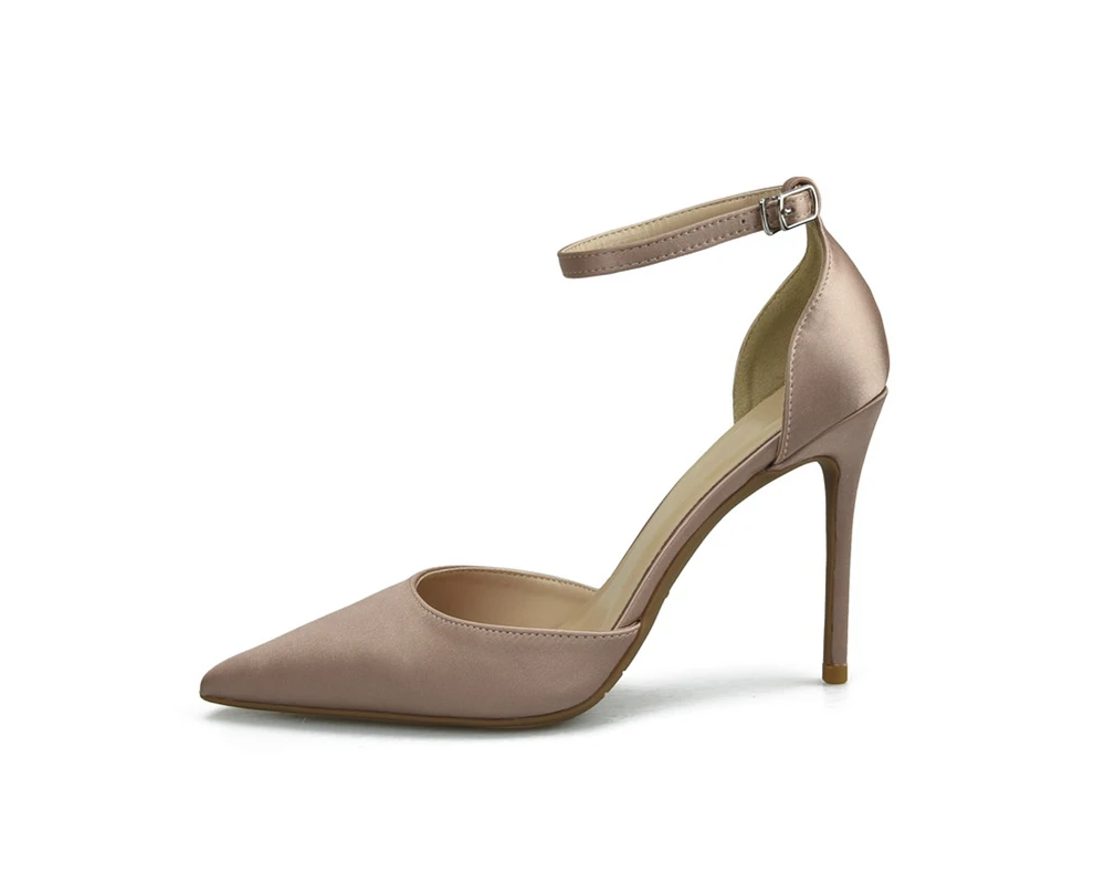 Women Pumps Heeled Shoes Nude Pointed Toe Sexy Stiletto High Heels Ladies 10 Cm Size 32-46 Satin Stripper Small Fresh Guangzhou