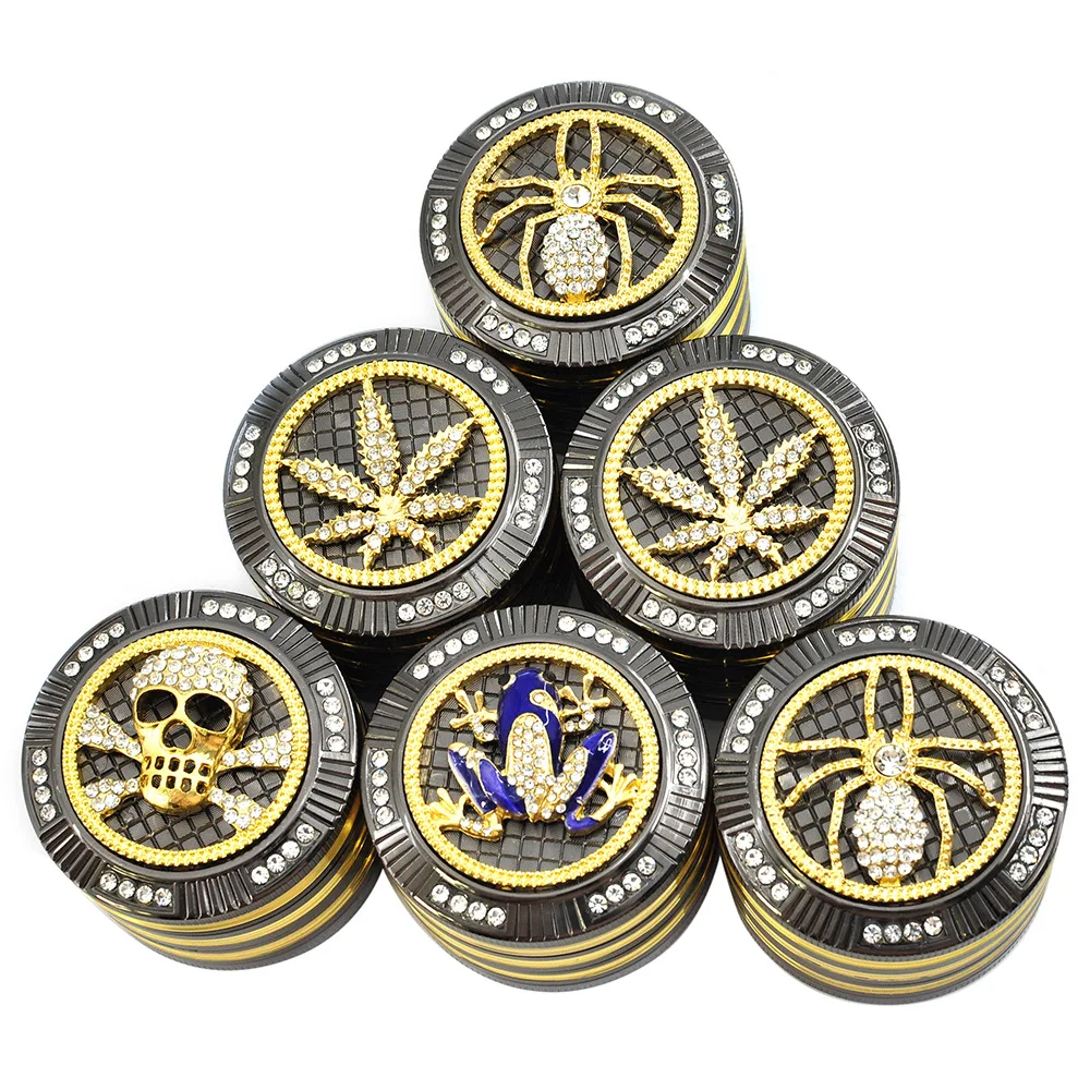 Custom 52mm Tobacco Smoking Grinder Accessories Engraved Pattern Zinc Alloy Grinder Portable For Herb 4 Part