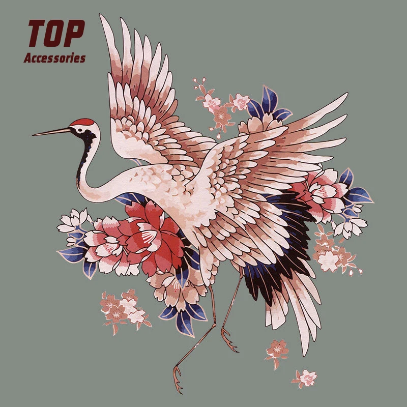 High quality Wholesale High Quality Chinese Style Crane Pattern Heat Transfer Sheets