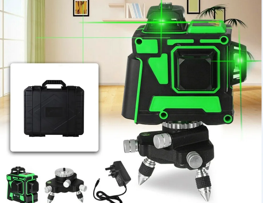 Automatic Self Leveling 360 Rotating Rotary 3D Laser Multi Cross Line Red Green Beam Laser Level 3D 12 Lines Meter