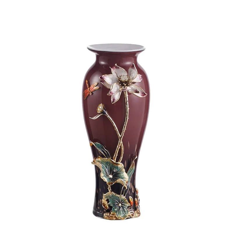 European Style Living Room  Decoration Porch Home Decoration florero de vidrio Light Luxury Enamel Glass Vase