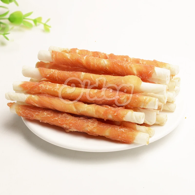 Natural Bulk Pet Snack Chicken Wrap Rawhide Stick Dog Treat Chew Rawhide Dog Chicken Treats