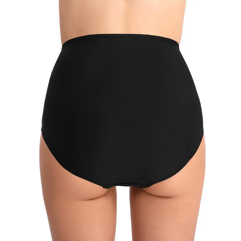 
Fashion High Waist Swimming Pleated Swimming Tight Trunks For Women 