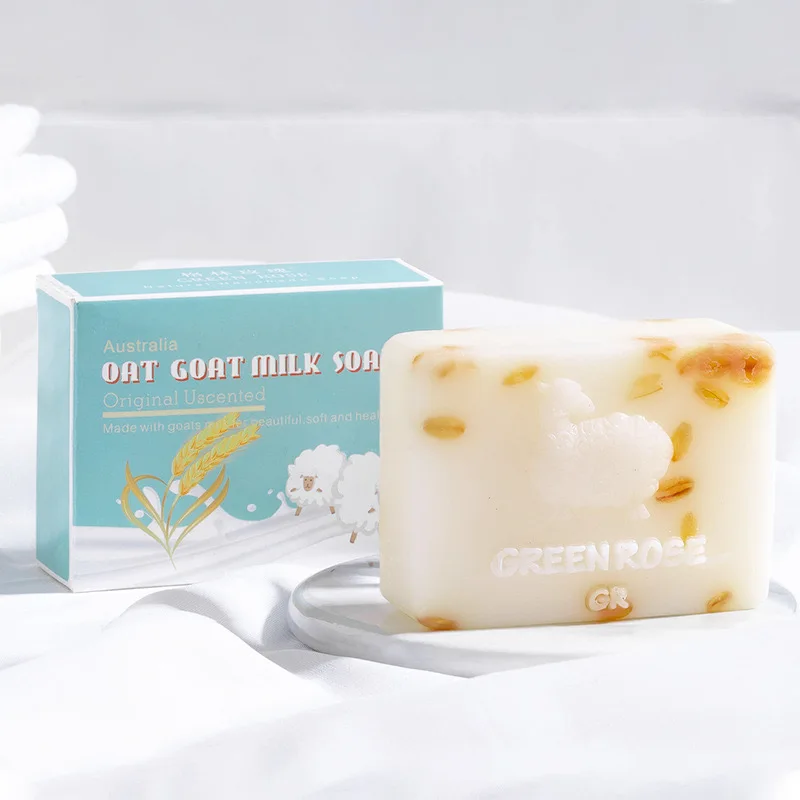 Handmade Organic Goat Milk Soap with Honey Oatmeal Moisturizing Soothing for Sensitive Skin Face Body Cleanser Lavender Soap