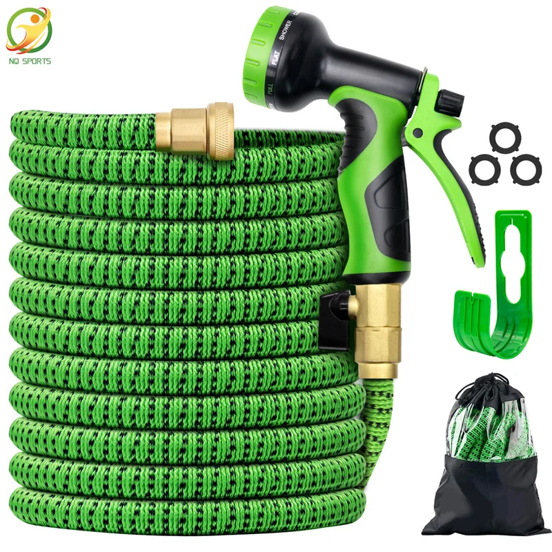 100 ft Expandable Flexible Hosepipe 1/4 3/4 Fittings Latex 100FT High Pressure Water Garden Hoses Set Expandable Magic Watering