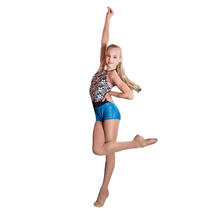 Ready to ship On sale Yellow Sequin with  Black White printing  costume for dancing jazz unitard dance