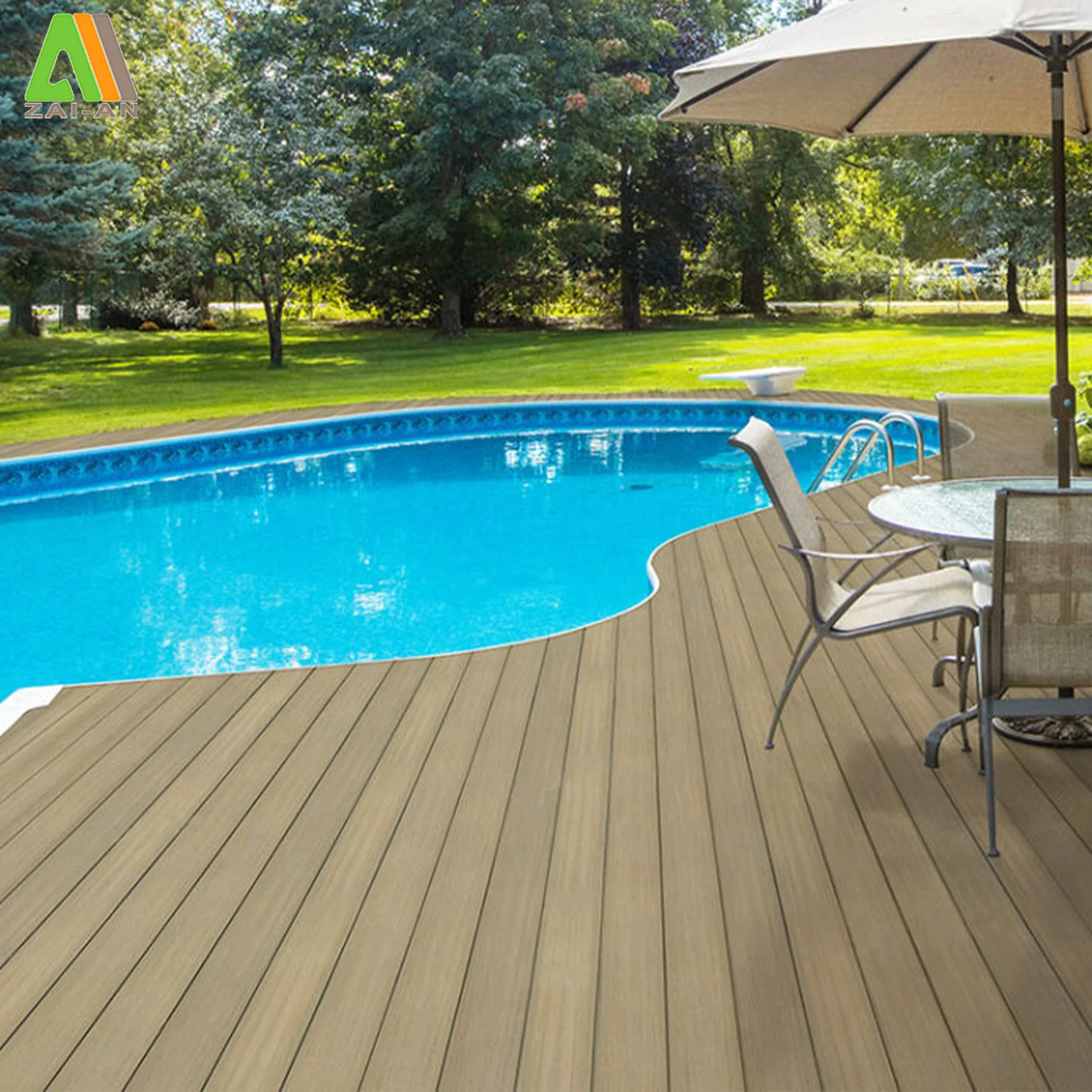 Factory ASA double sides co-extruded PVC composite decking boards for outdoor floor