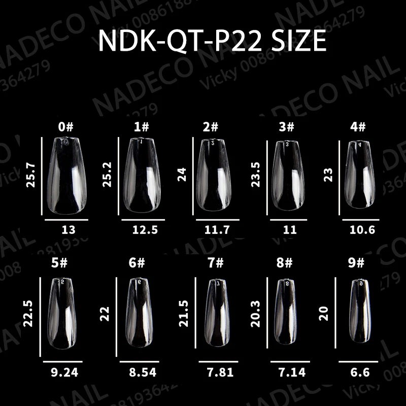 Semi Curved Gel Nail Coffin Shape High Toughness Reusable French Tips Clear Color Fashion Sculpted Art False Fake Fingernail