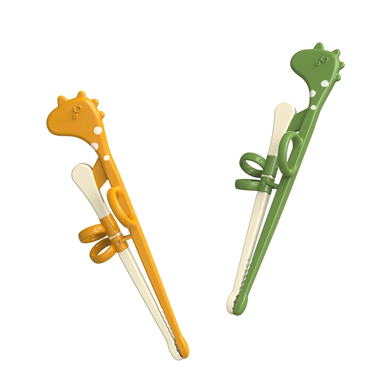 Cartoon fancy baby learning chopsticks with holder food grade ABS kids training chopsticks