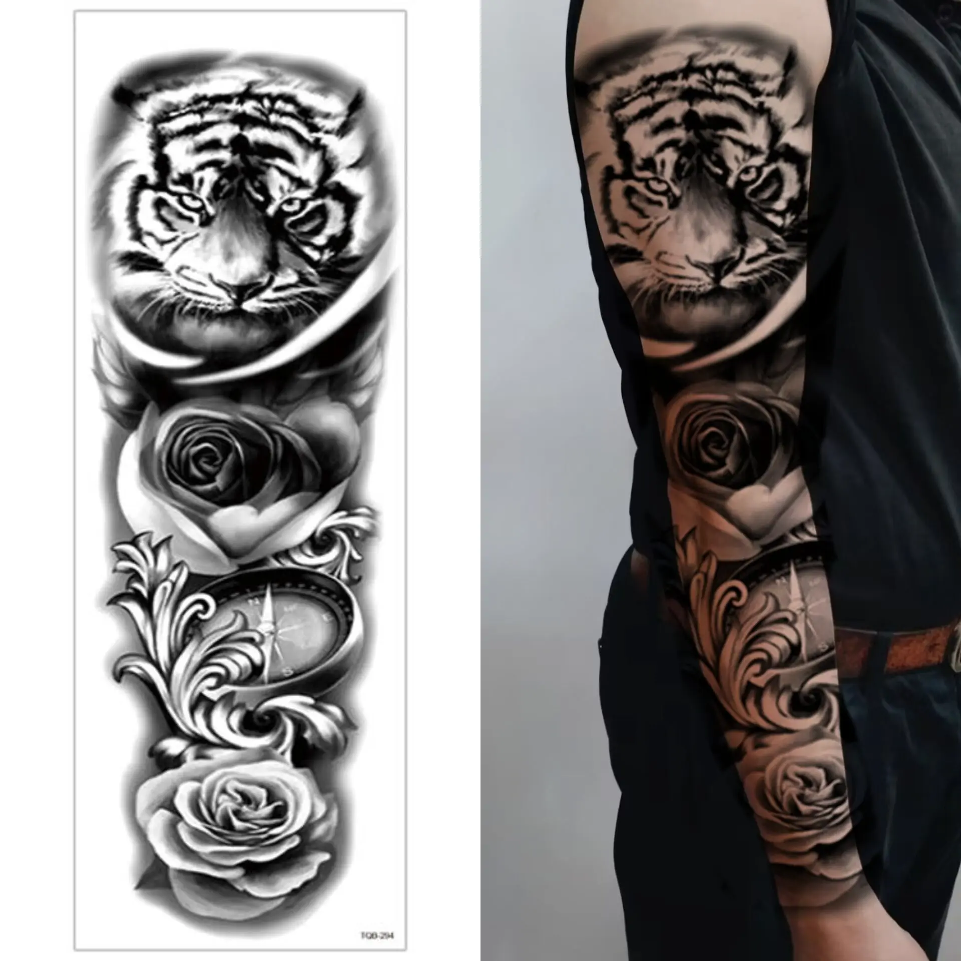 Factory Henna Tattoo Stickers Water Proof Full Arm Tattoo Sticker Eco-Friendly Big Size Temporary Tattoo Halloween