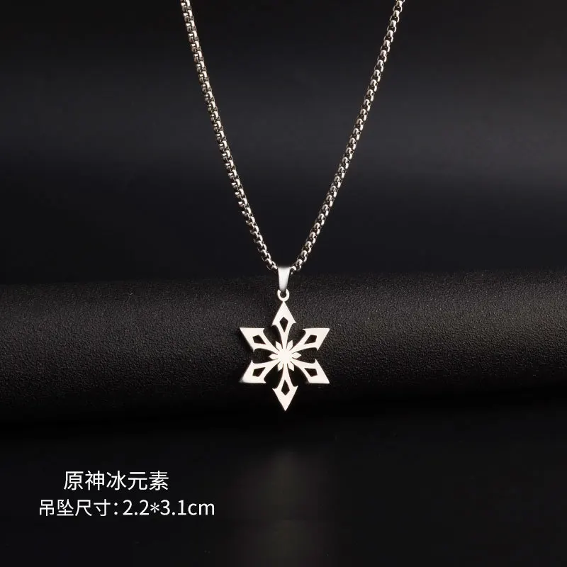 Genshin Impact Vision Necklace Stainless Steel Necklace 50cm Chain Length Seven Elements Hydro Dendro Electro Geo Pyro Anemo Cry