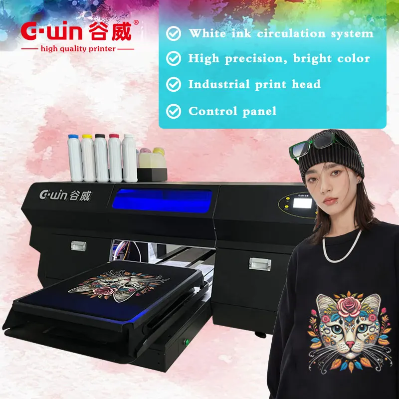 High Quality Gwin 4050 DTG Automatic T Shirt & Hoodie Printer Multi-Color New Technology  For Fabric printing