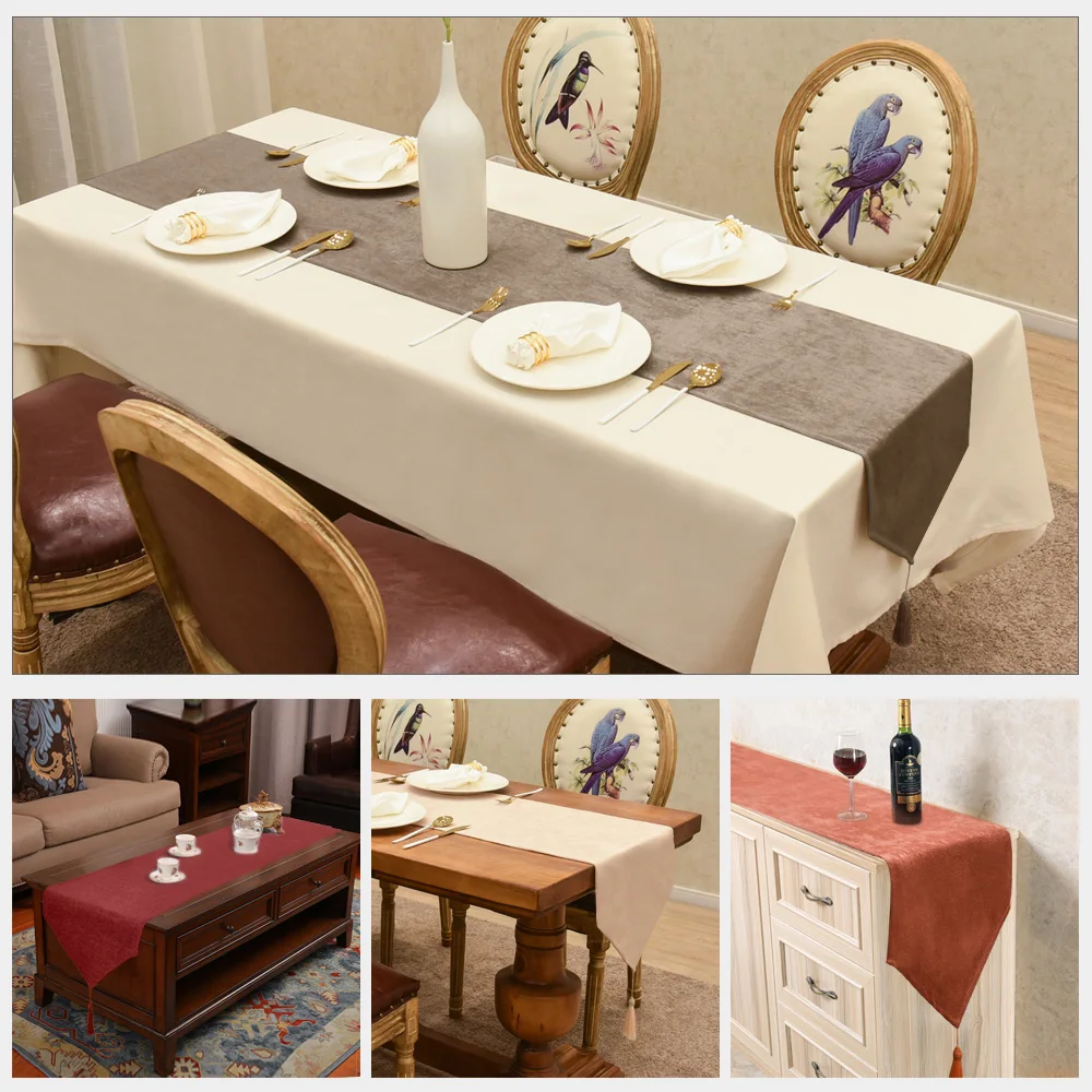 Table Runner with Tassels 72 inches long Luxury Linen waterproof table