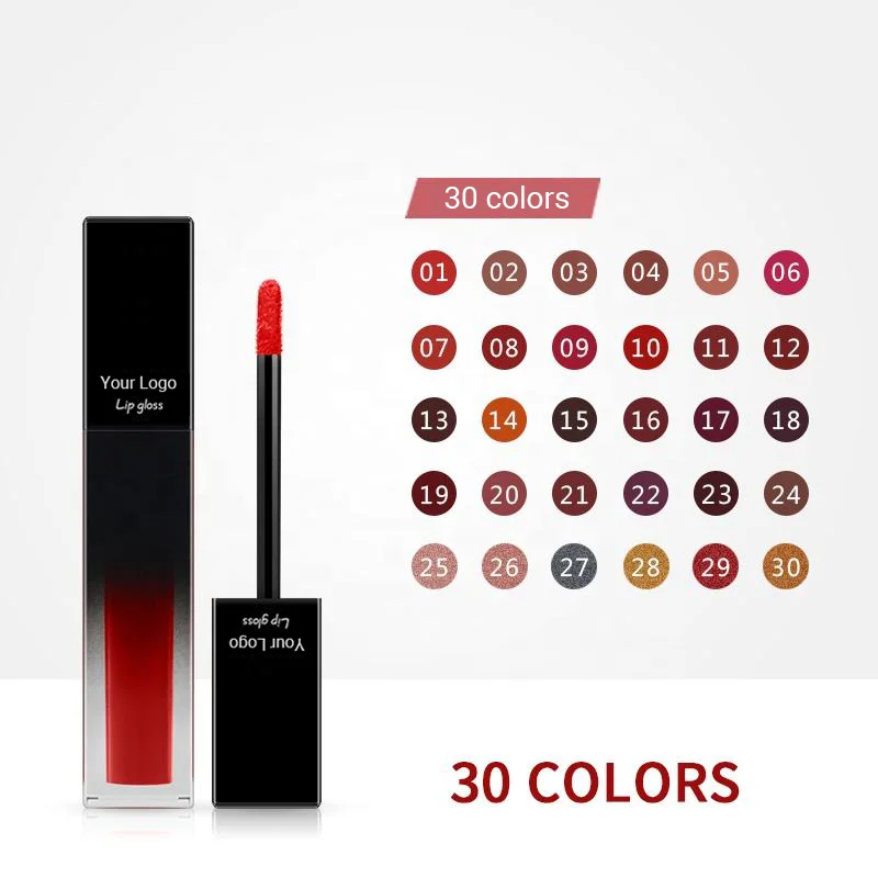 Unique 30 Colors Long Lasting Custom Lip Glaze Square Velvet Matte Organic Clear Makeup Liquid Lip Plumper Gloss Private Label