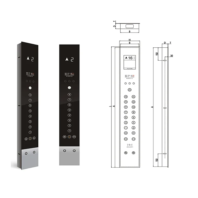 6.4 Inches White Light Segment Display Black Glass Sandblasted Stainless Steel Elevator Lift Cop Panel