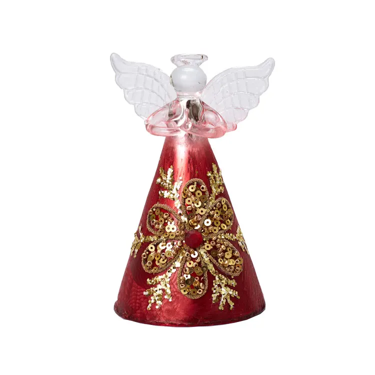 Home Decoration Stained Glass Red Sequined Angel Christmas Ornaments