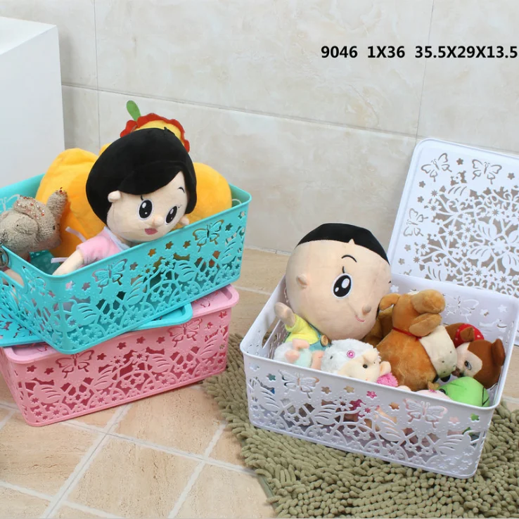 
High-Quality household laundry Rectangular storage Plastic Basket With handle 