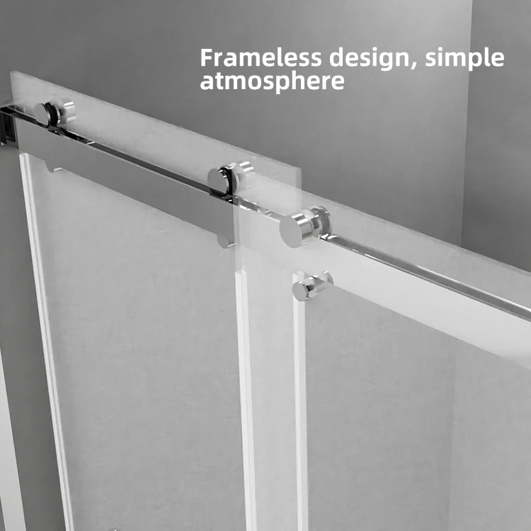 CKB Brushed Nickel Matt Black Chrome Bathroom Tempered Glass Double Sliding Frameless Shower Room