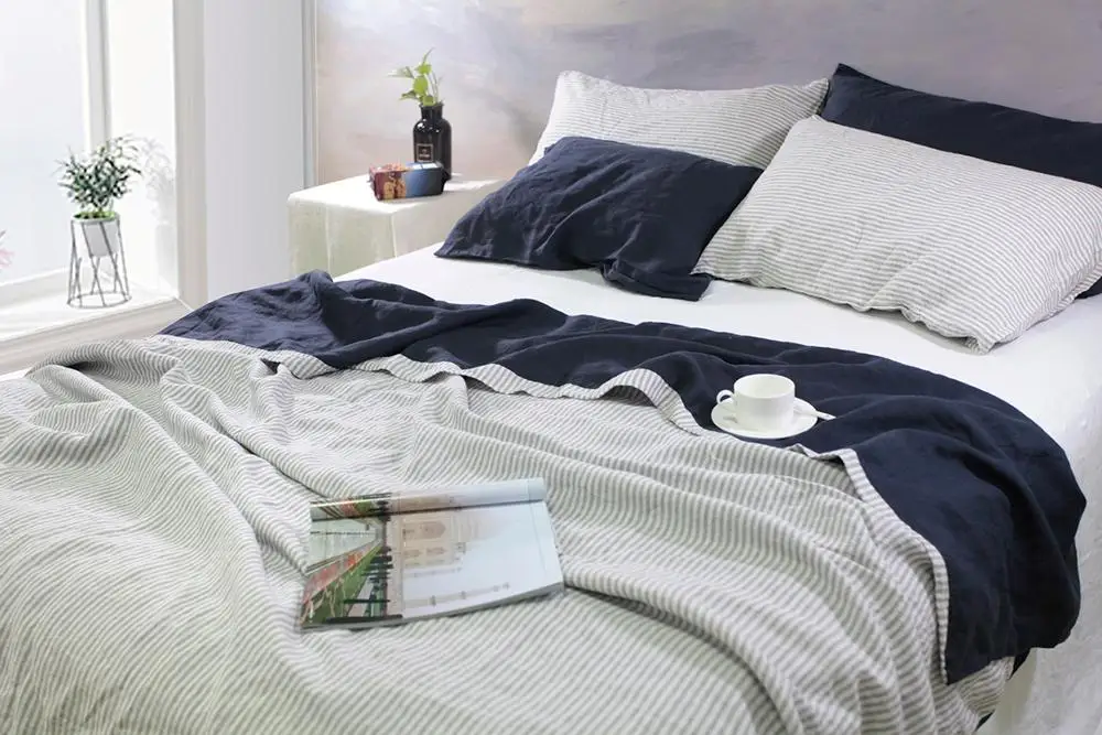 100% pure linen stonewashed bedding set duvet cover set