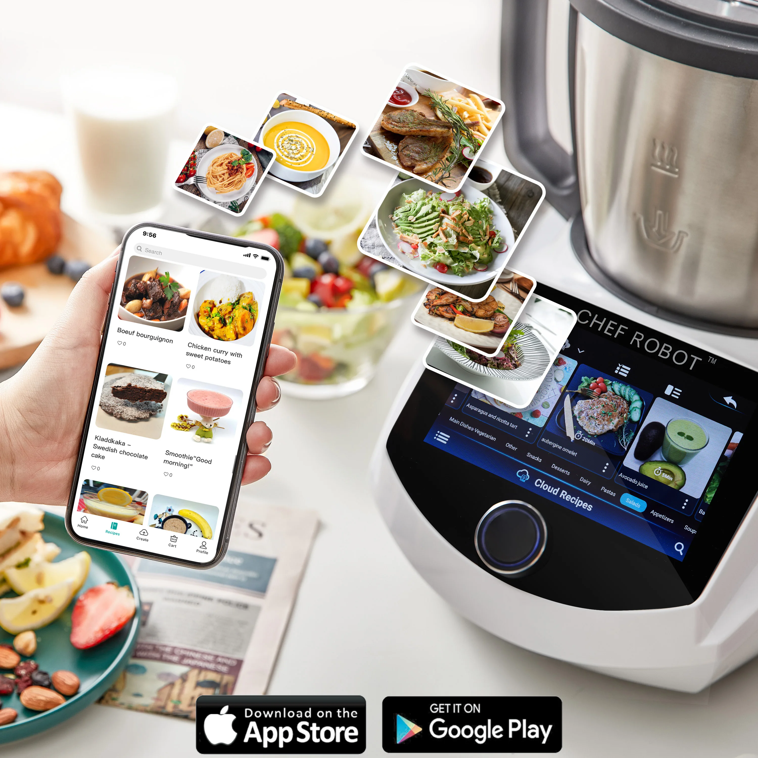 ChefRobot Kitchen Robot Smart All-In-One Cooker,Chopper,Steamer,Juicer,Blender,Boil,Knead,Weigh, Smart food processor