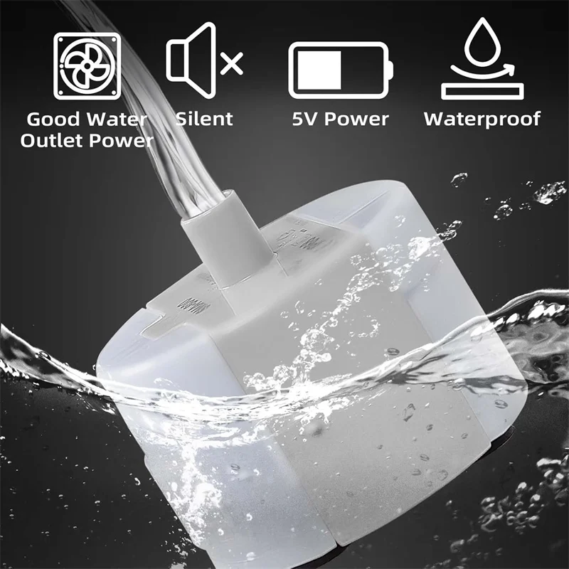 Cat Water Fountain Pump Replacement Pump Ultra Quiet USB 5V Submersible Pet Fountain Pump for Pet Water Dispenser