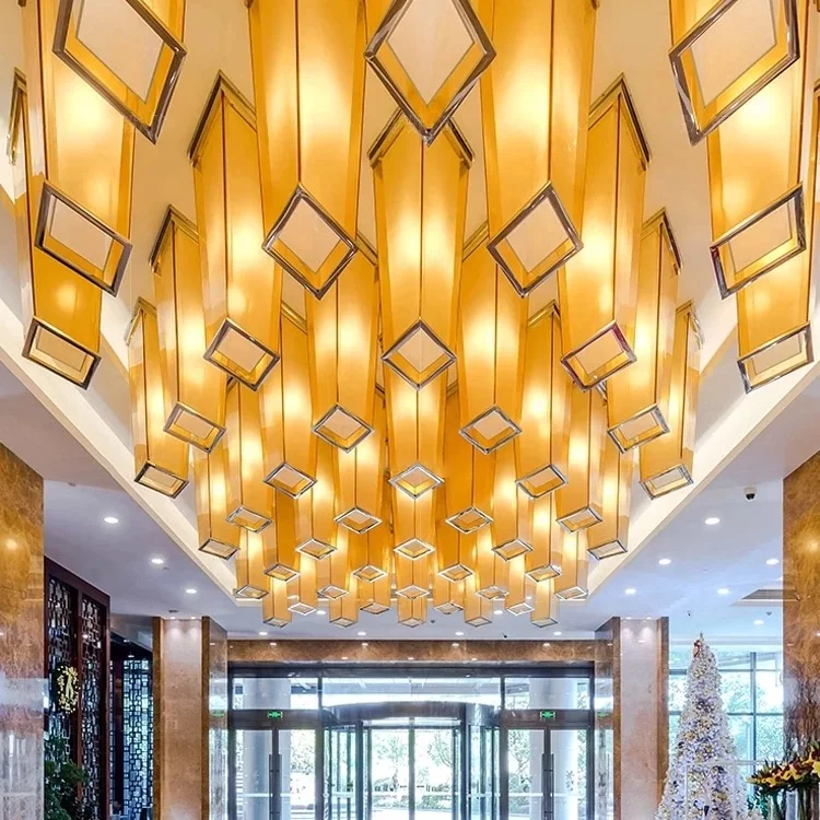 Jansoul fancy luxury acrylic  glass big decoration chandelier for lobby of the hotel hallway villa wedding meeting room