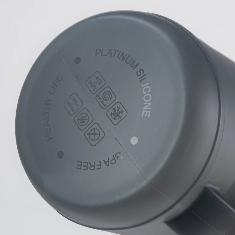 Leakproof Large Capacity Customized Logo Sports Bottle 2L Travel Collapsible Gym Drinking Silicone Water Bottle With Straw