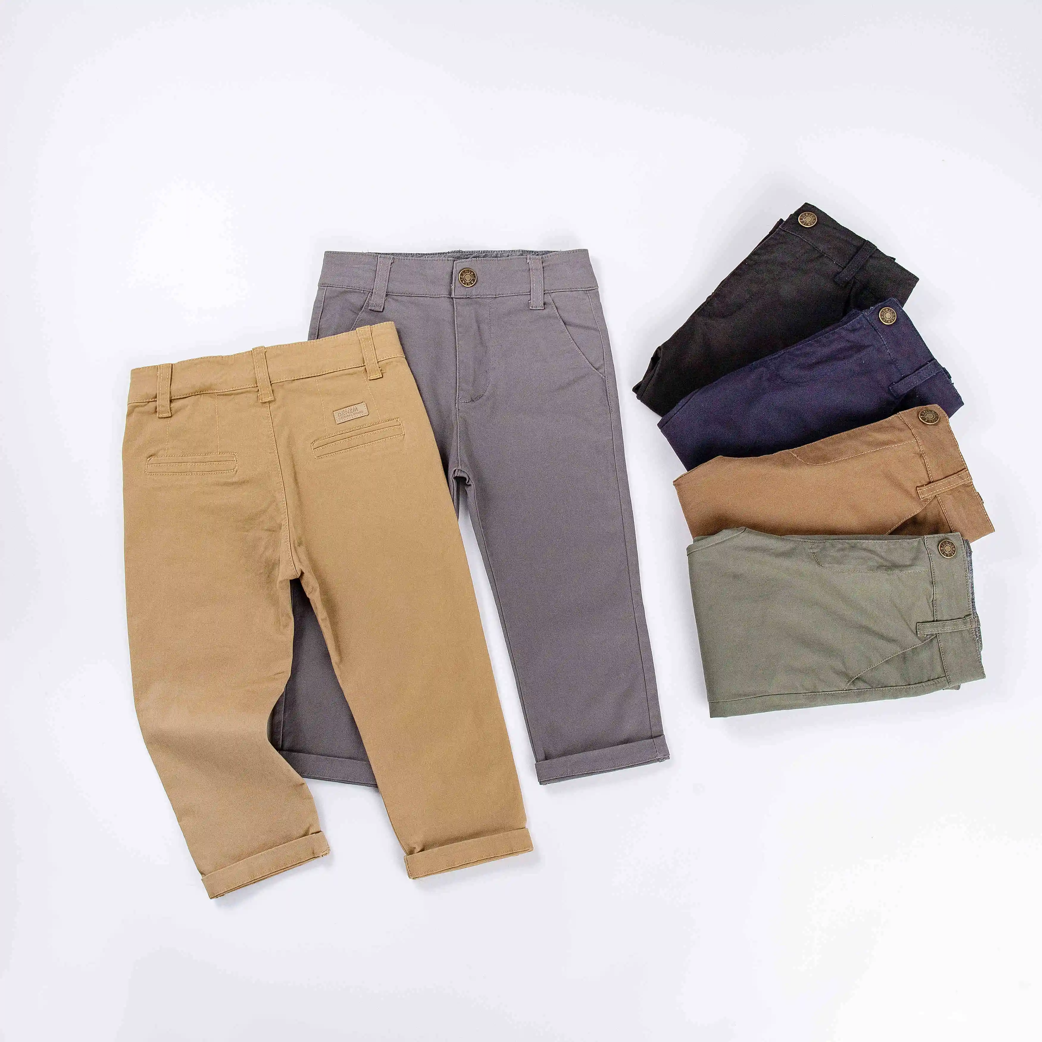 Good quality regular fit casual pants boys solid cotton long slim trouser for kid baby