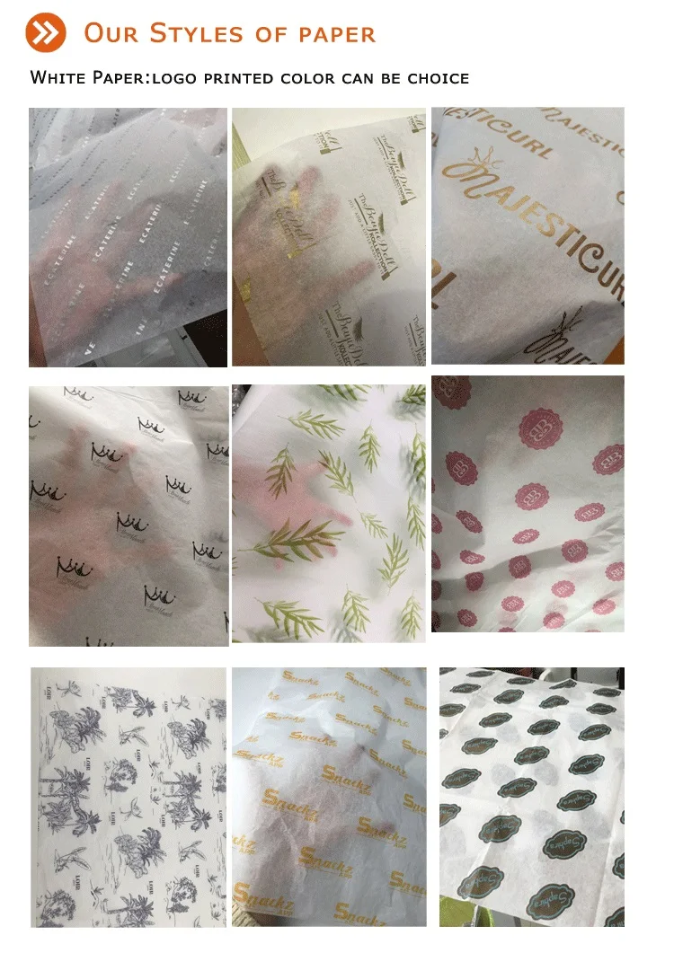   High Quality Packaging Black Logo Printing 17g White Shoes Tissue Paper