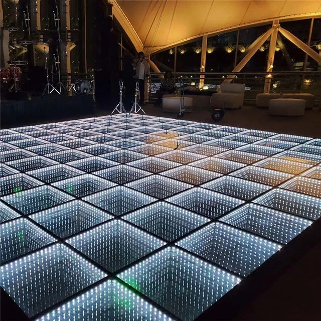 2021 New Wireless Rgb Night Club Portable White Infinity Led Mirror Dance Floor For Rental Events